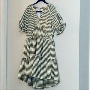 &Merci Green Gingham Babydoll Dress Lightweight